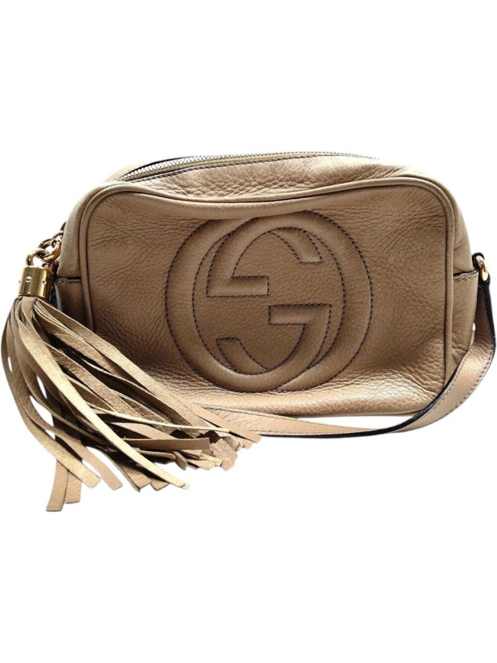 (L6) Gucci Crossbody Bag Beige Leather